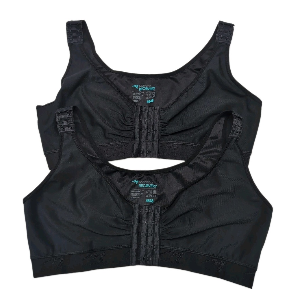 Marena Recovery Post Surgical Compression Bras Size 2XL 4648 Black Lot of 2